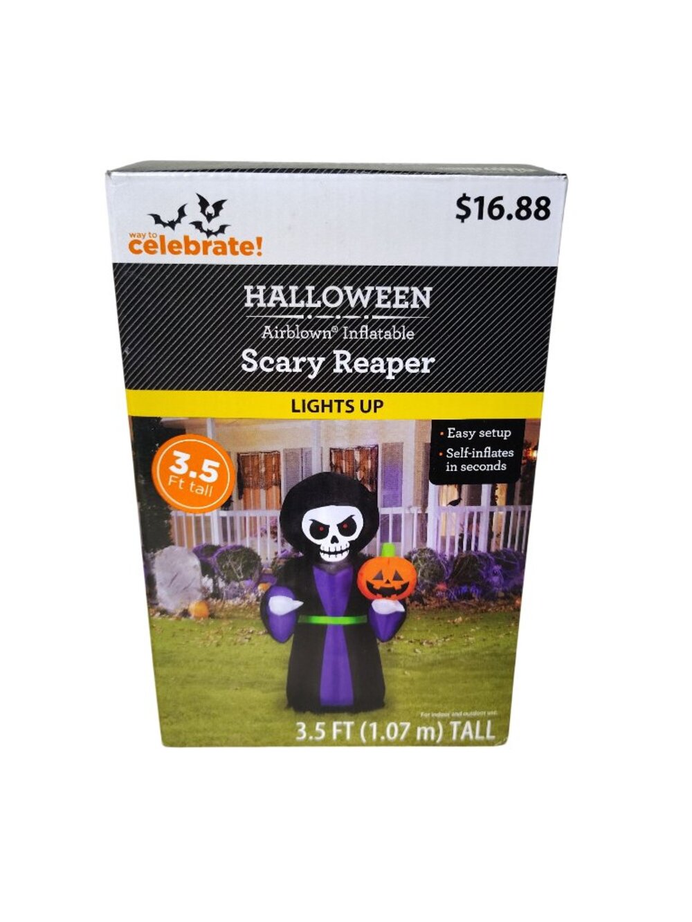 Way To Celebrate Halloween 3.5 Ft Scary Reaper Airblown Inflatable New